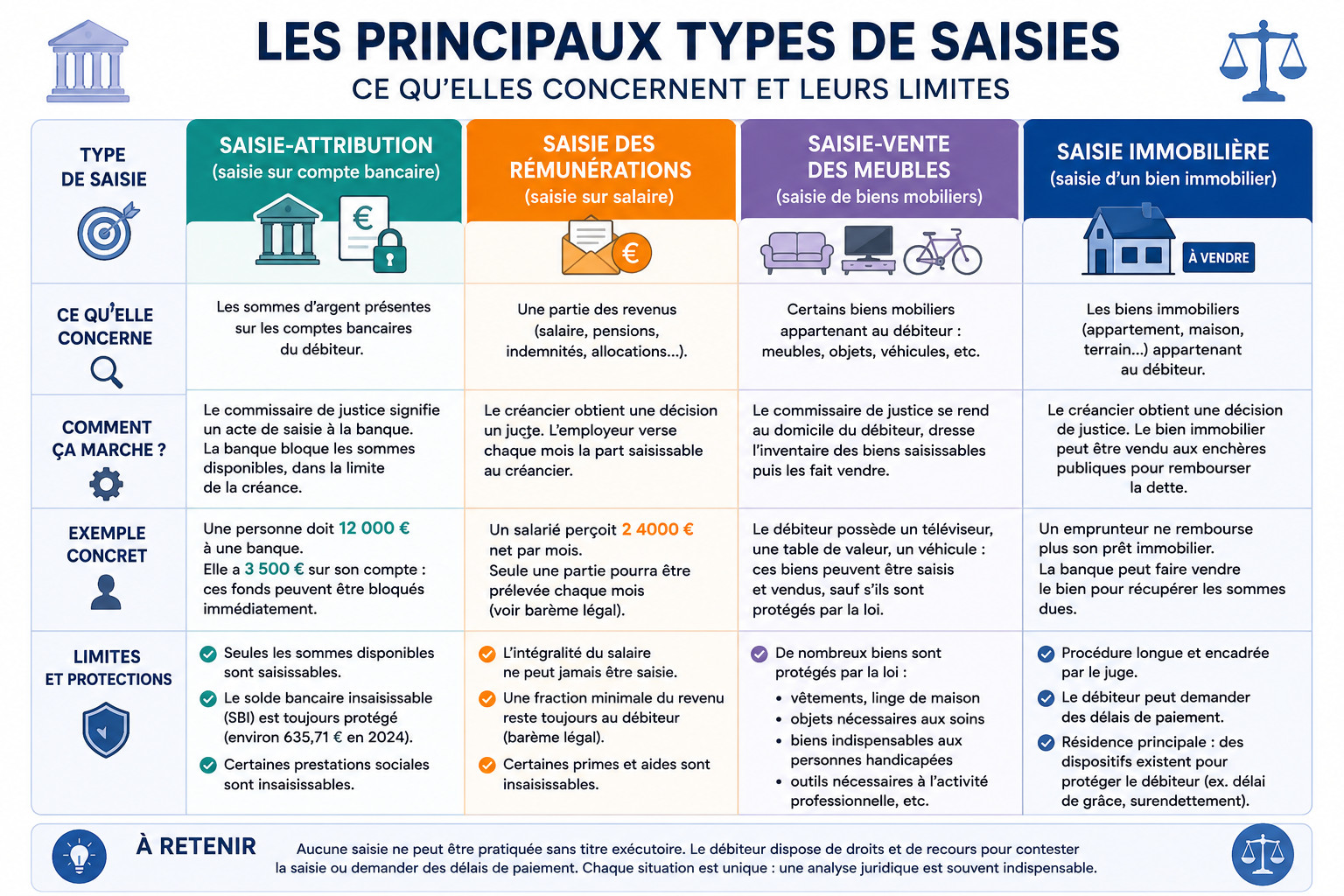 Pourquoi consulter un avocat en cas de recouvrement forcé ? 1 Droit Bancaire et Droit du Crédit à la Consommation types de saisies